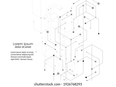 Abstract hexagon technology connect for concept design. Abstract geometric background. Digital technology backdrop. Digital science technology concept. Business abstract presentation