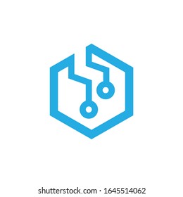 Abstract hexagon technology icon, logo. Vector hexagon tech