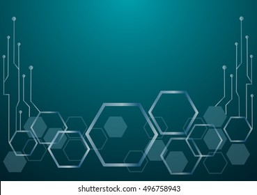abstract hexagon and technology line background