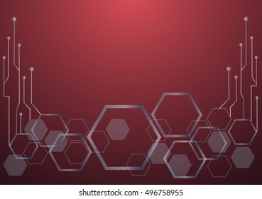 abstract hexagon and technology line background
