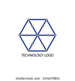 Abstract hexagon technology logo. Vector technology icon with blue color.