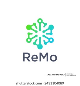 Abstract hexagon technology logo vector illustration