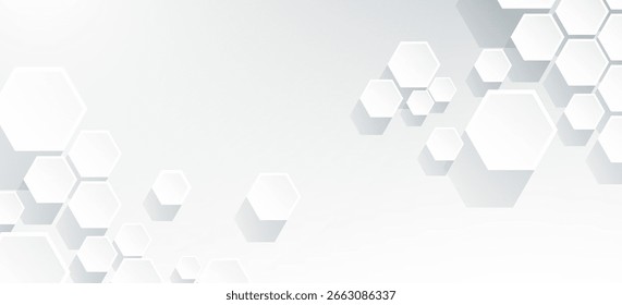 Abstract hexagon technology style geometric shape background, simple white background image.
