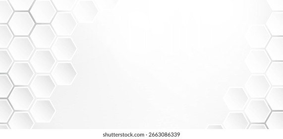 Abstract hexagon technology style geometric shape background, simple white background image.