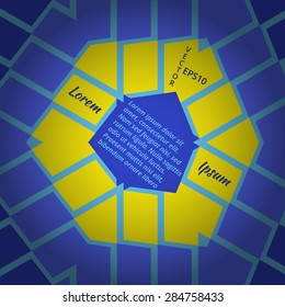 Abstract hexagon text presentation of blue and yellow colors for any type of design process