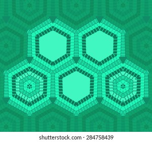 Abstract hexagon text template of green color for design process