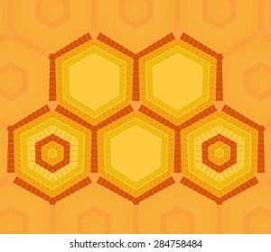 Abstract hexagon text template of yellow and orange colors for design process