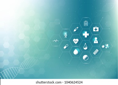 abstract hexagon texture health care and science icon pattern medical innovation concept background vector design.