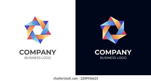 abstract Hexagon Triangle Logo design looped infinity design concept, geometric color gradient logo design for Neon Corporate Business Technology infinite symbol