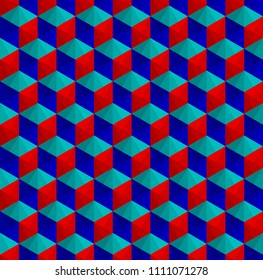Abstract hexagon, triangle and rhombus pattern seamless colorful background vector.
