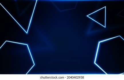 Abstrakte Hexagon- und Dreiecke Lichttechnik und Neon High-Tech-Kommunikationskonzept, Innovationshintergrund, Vektordesign