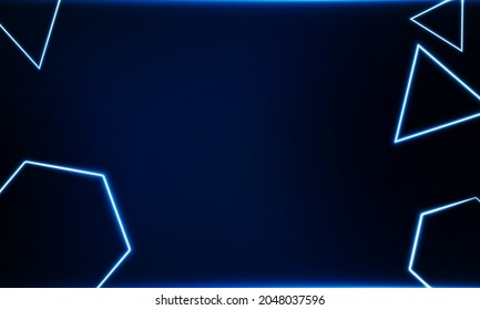Abstract hexagon and triangles Light out technology and with neon Hitech communication concept innovation background,  vector design