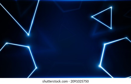 Abstract hexagon and triangles Light out technology and with neon Hitech communication concept innovation background,  vector design