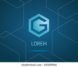 Abstract Hexagon Vector Emblem Design Template. Creative Blue Concept Icon. Combination of Letter G