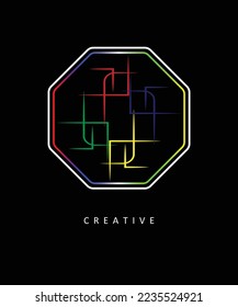 abstract hexagon vector logo. full color sign. 
