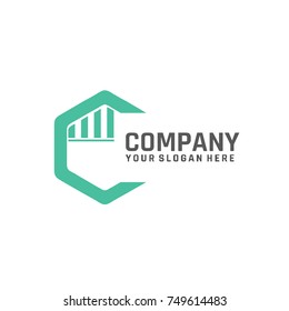 Abstract hexagon vector logotype. Line hexagon creative simple logo design template. Universal geometric symbol font icon. finance with hexagon logo. graduation business