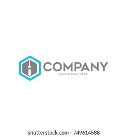 Abstract hexagon vector logotype. Line hexagon creative simple logo design template. Universal geometric symbol font icon. finance with hexagon logo. graduation business