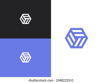 Abstract hexagon vector symbol. Hexagon shape logo design elements.