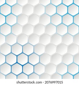 Abstrakt. Hexagon-weißer Hintergrund, blaues Licht und Schatten.