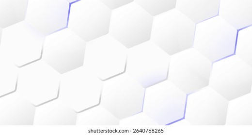 Abstract. Hexagon white background , blue light and shadow. Vector.