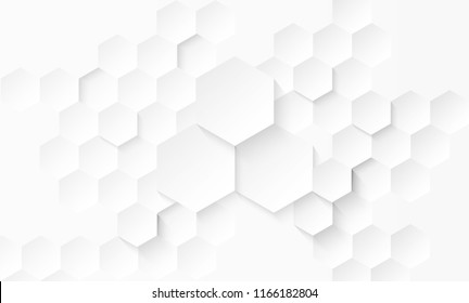 Abstract  Hexagon . white background ,light and shadow. Vector