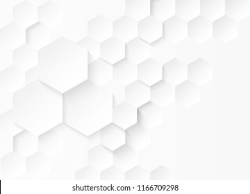 Abstract  Hexagon . white background ,light and shadow. Vector