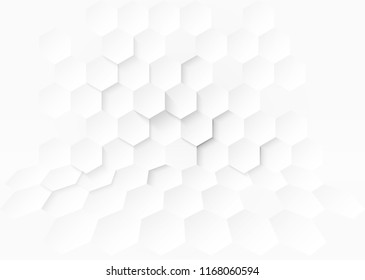 Abstract . Hexagon white background ,light and shadow. Vector