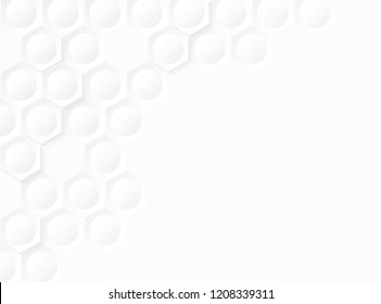 Abstract . Hexagon white background ,light and shadow. Vector