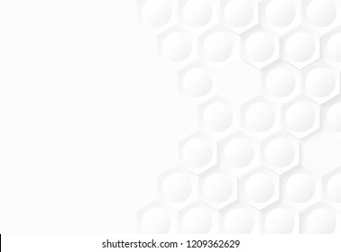 Abstract . Hexagon white background ,light and shadow. Vector