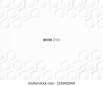 Abstract . Hexagon white background ,light and shadow. Vector