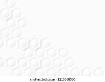 Abstract . Hexagon white background ,light and shadow. Vector