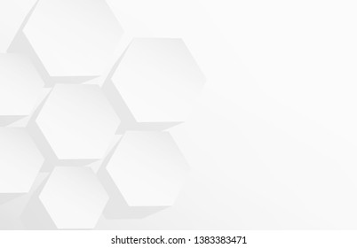 Abstract . Hexagon white background ,light and shadow. Vector.