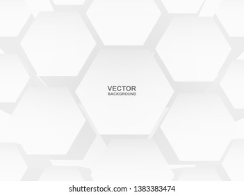 Abstract . Hexagon white background ,light and shadow. Vector.