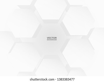 Abstract . Hexagon white background ,light and shadow. Vector.