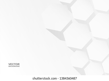 Abstract . Hexagon white background ,light and shadow. Vector.