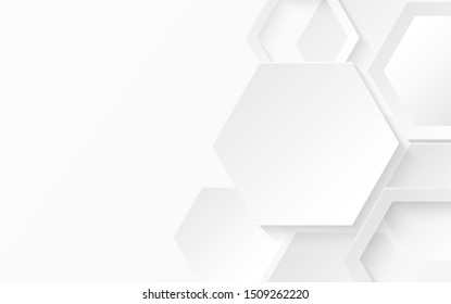 Abstract. Hexagon white background, light and shadow. Vector.