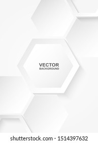 Abstract. Hexagon white background, light and shadow. Vector.