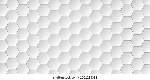 Abstract. Hexagon White Background , Light And Shadow. Vector. 3d Render. Gradient