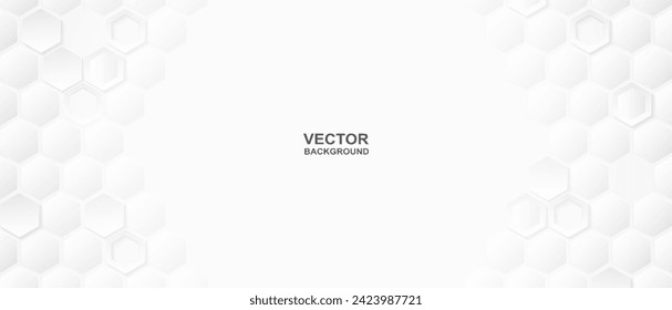 Abstract. Hexagon white background. light and shadow. Vector.