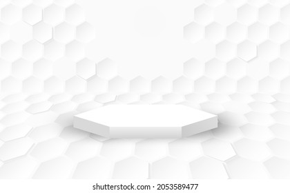 Abstract. Hexagon white background. theme product display podium.  Vector.