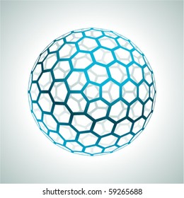 Abstract hexagonal 3d sphere vector background