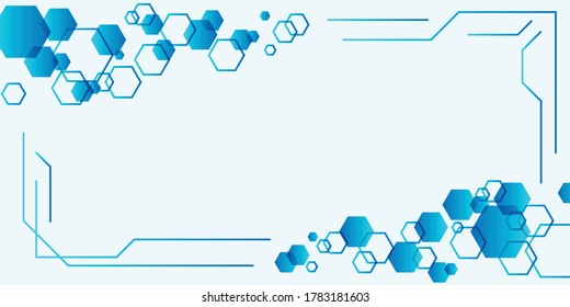 Pancarta de fondo hexagonal abstracta en color azul y blanco
