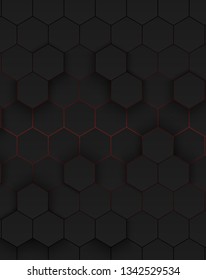 Abstract hexagonal background. Futuristic technology concept. 3d vector illustration. Hex geometry pattern. Carbon cells.