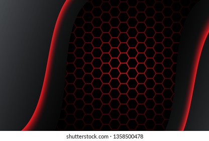 Abstract hexagonal background. Futuristic technology concept. 3d vector illustration. Hex geometry pattern. Carbon cells. Polygonal dark surface - Vector