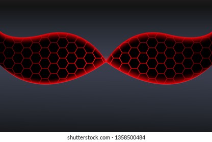 Abstract hexagonal background. Futuristic technology concept. 3d vector illustration. Hex geometry pattern. Carbon cells. Polygonal dark surface - Vector