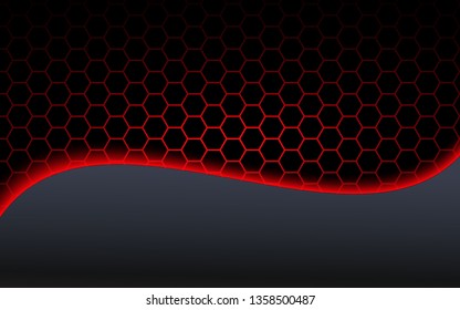 Abstract hexagonal background. Futuristic technology concept. 3d vector illustration. Hex geometry pattern. Carbon cells. Polygonal dark surface - Vector