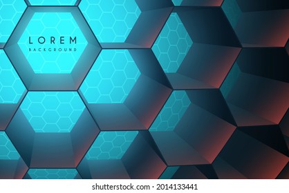 Abstract hexagonal background with light effect