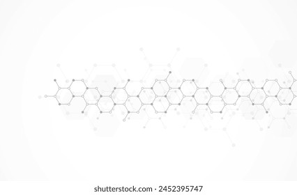 Abstract hexagonal background. Molecular structure and genetic engineering. Innovation technology. Used for design healthcare, science and medicine background