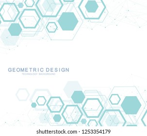 Abstract hexagonal background. Hexagonal molecular structures. Futuristic technology background in science style. Graphic hex background for your design. Vector illustration.