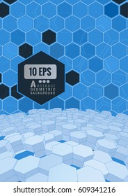 Abstract hexagonal background on blue tone with space for your text and headline A4